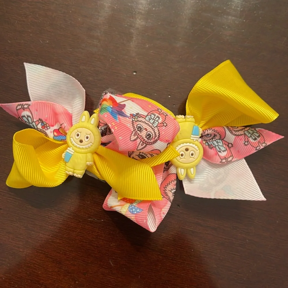 Colorful labubu monster Cartoon Hair Bows nwt set of two